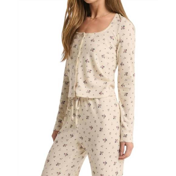 NEW Z SUPPLY tess rosebud long sleeve top in sea salt - Picture 2 of 4